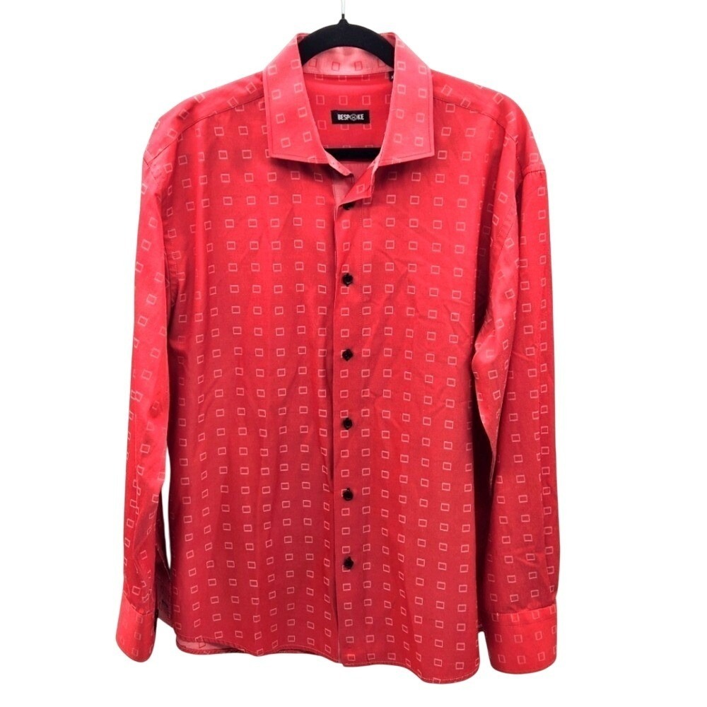 BESPOKE Red Pattern‎ Dress Shirt Long Sleeve Button Down